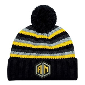 Chunky Knit Stripe Pom Pom Toque