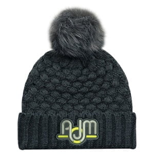 Jacquard Bubble Knit Toque with Faux Fur Pom Pom