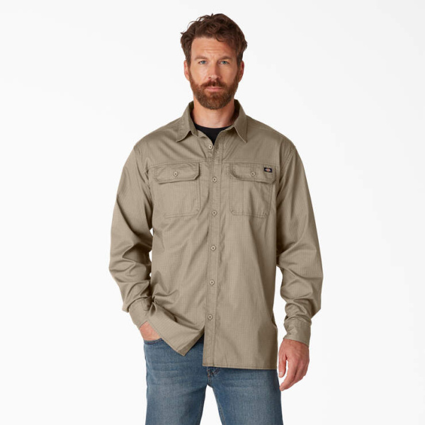 Mens Dickies Long Sleeve Flex Ripstop Button up